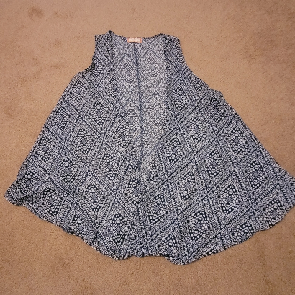 Blue Patterned Sleeveless Top
